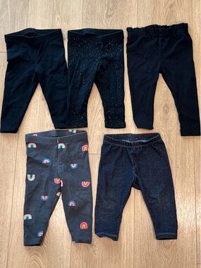 Cat & Jack Black, Glitter and Rainbow Heart Leggings Set - 5 Pack